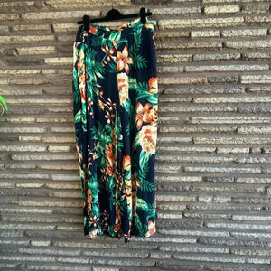 eci Bold Floral Wide Leg Palazzo Casual Resortwear Pants Size XL